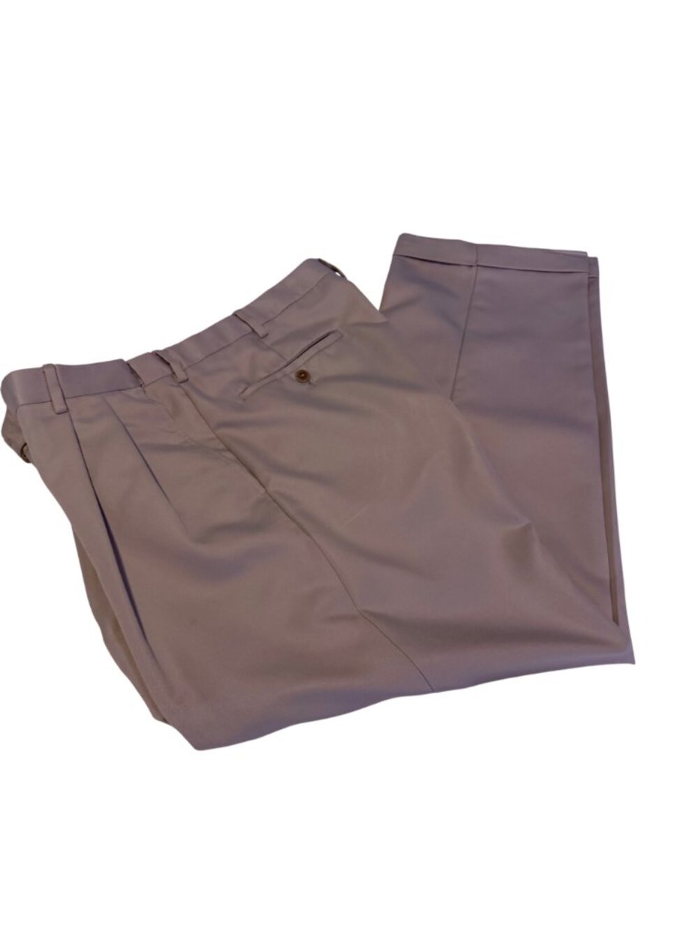 Savane Comfort Plus Mens Pleated Dress Pants 34W X 29L Stone Beige Polyester Coo - Picture 5 of 8